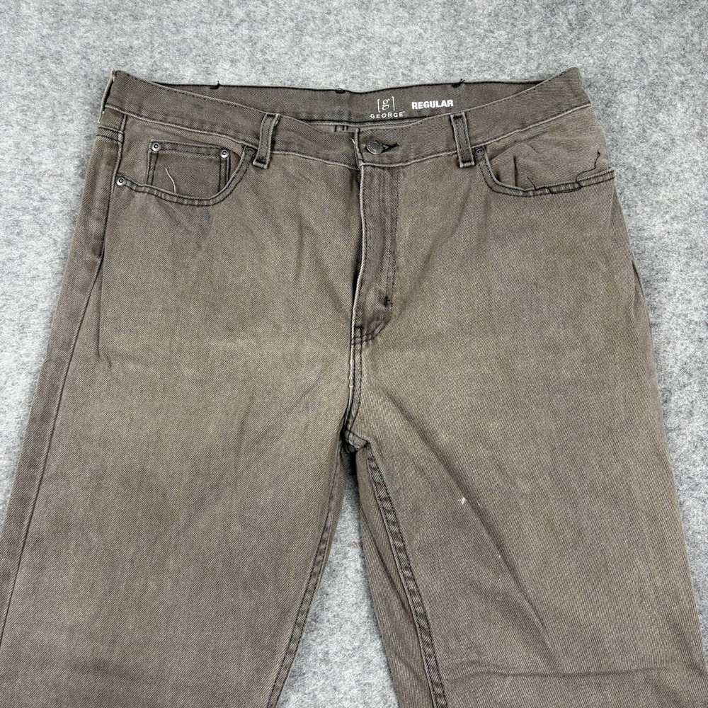 George Regular Fit Jeans Mens 38x34 Brown Faded Distressed Casual Outdoors